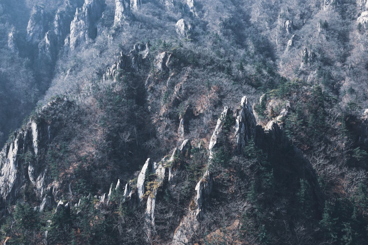 Korean mountain range at sunrise