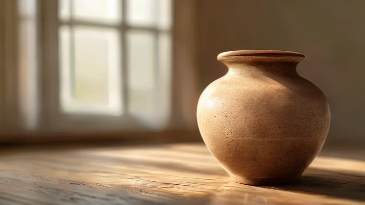 Um pot de cerâmica com padrões complexos e designs tradicionais.