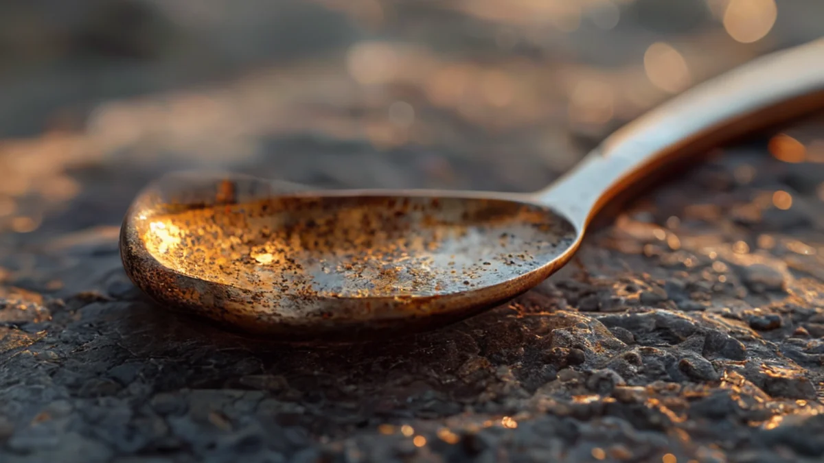 Culinária de metal oxidadas com marcas de uso.
