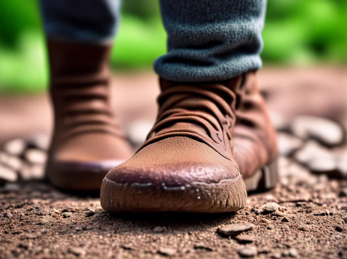 Una persona indossa delle botte da trekking, i lacci sono fissi.