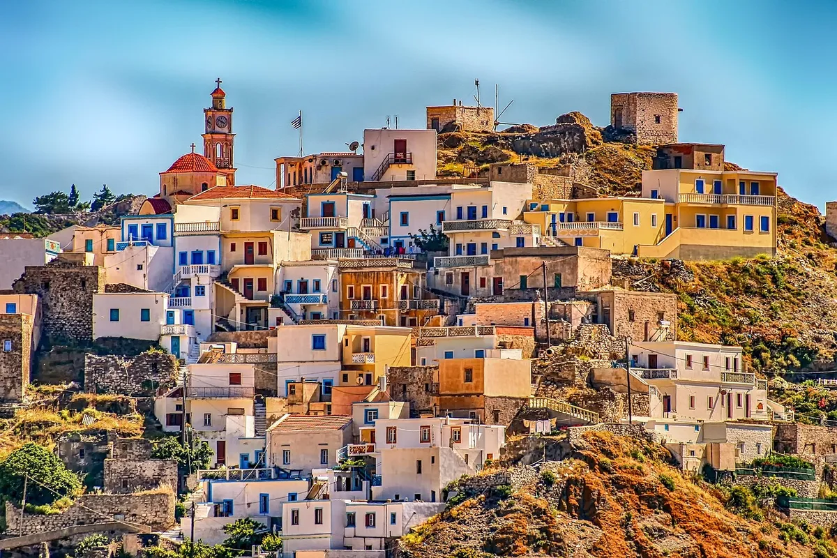 greece, village, karpathos, hill, architecture, city, vacations, location, olympos, hillside, multicoloured, facades, greece, greece, greece, greece, greece, vi